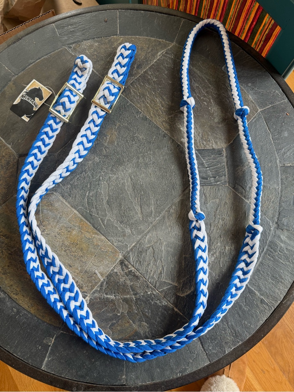 Blue & white barrel racing/gaming reins